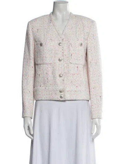 Pre-owned Chanel 2025 Tweed Blazer In White