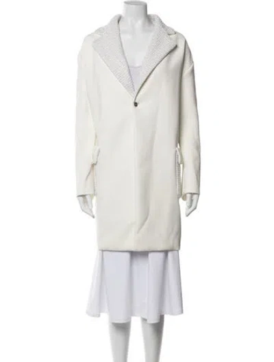 Pre-owned Chanel 2025 Tweed Pattern Coat In White