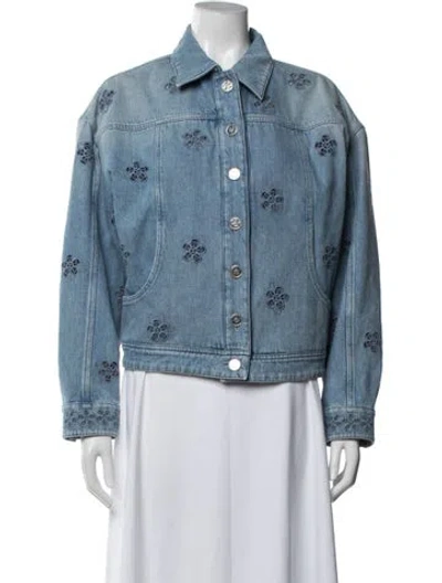 Pre-owned Chanel 2025 Tweed Pattern Denim Jacket In Blue