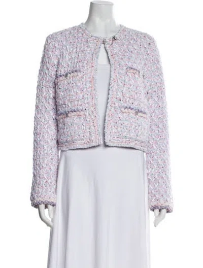 Pre-owned Chanel 2025 Tweed Pattern Evening Jacket In Blue