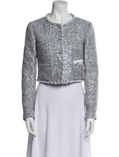 Pre-owned Chanel 2025 Tweed Pattern Evening Jacket In Gray