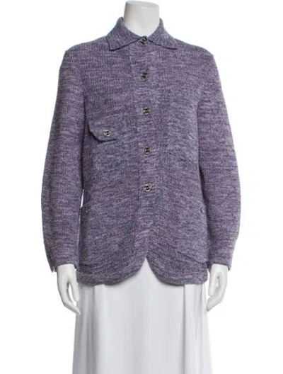 Pre-owned Chanel 2025 Tweed Pattern Jacket In Purple