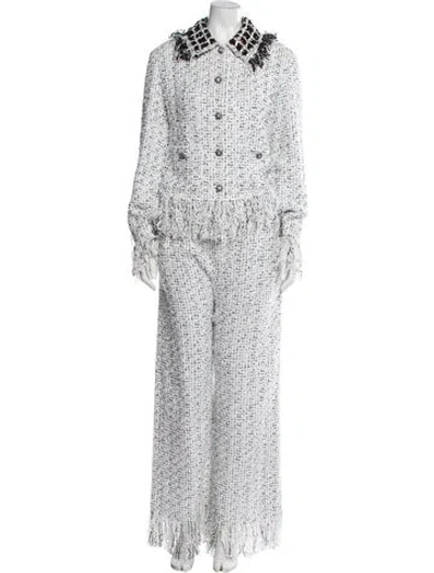 Pre-owned Chanel 2025 Tweed Pattern Pantsuit In White