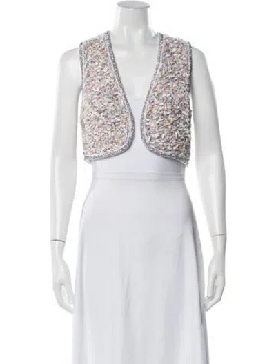 Pre-owned Chanel 2025 Tweed Pattern Vest In Purple