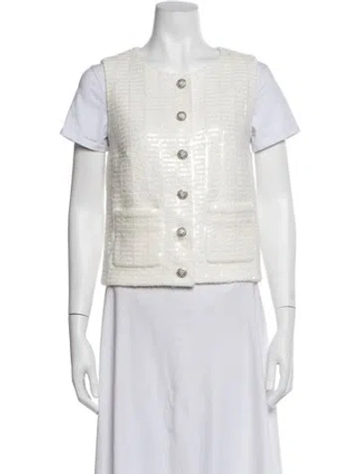 Pre-owned Chanel 2025 Tweed Pattern Vest W/ Tags In Neutrals