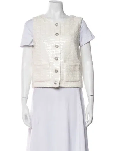 Pre-owned Chanel 2025 Tweed Vest W/ Tags In White