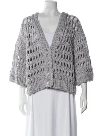 Pre-owned Chanel 2025 V-neck Sweater In Gray