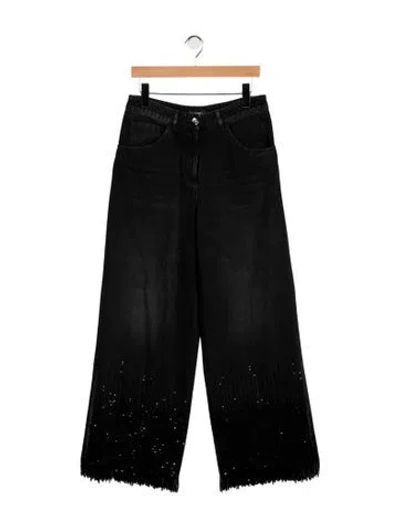 Pre-owned Chanel 2025 Wide Leg Jeans In Black