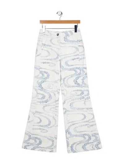 Pre-owned Chanel 2025 Wide Leg Jeans In White