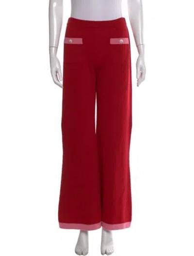 Pre-owned Chanel 2025 Wide Leg Pants W/ Tags In Red