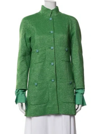 Pre-owned Chanel 2025 Wool Coat W/ Tags In Green
