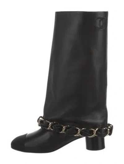 Pre-owned Chanel 2025-2026 Interlocking Cc Logo Boots In Black