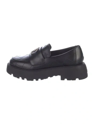 Pre-owned Chanel 2025-2026 Interlocking Cc Logo Loafers In Black