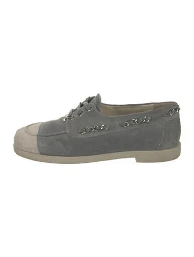 Pre-owned Chanel 2025-2026 Interlocking Cc Logo Loafers In Blue