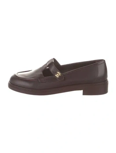 Pre-owned Chanel 2025-2026 Interlocking Cc Logo Loafers In Burgundy