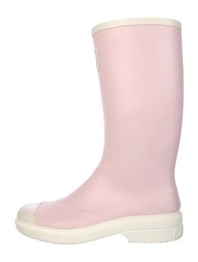 Pre-owned Chanel 2025-2026 Interlocking Cc Logo Rain Boots In Pink