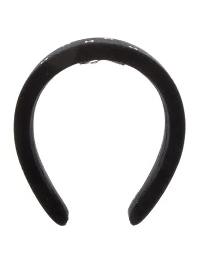 Pre-owned Chanel 2026 Cc Velvet Headband W/tags In Black