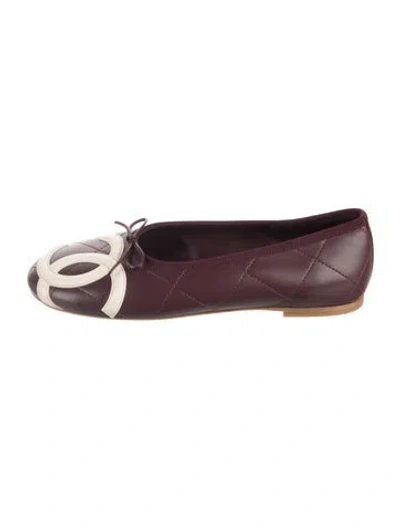 Pre-owned Chanel 2026 Coco Beach Ballet Flats In Burgundy