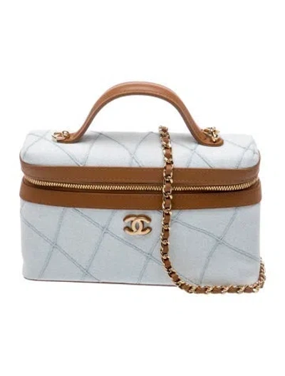 Pre-owned Chanel 2026 Coco Beach Denim Mini Vanity W Chain In Blue