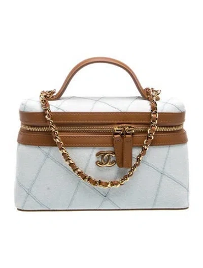 Pre-owned Chanel 2026 Coco Beach Denim Slim Vanity Case W/ Chain In Multi