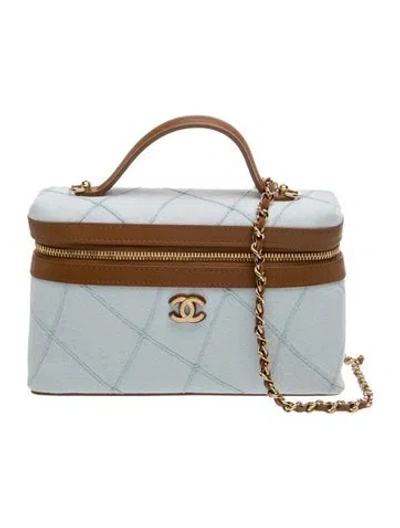 Pre-owned Chanel 2026 Coco Beach Denim Slim Vanity Case W/ Chain W/tags In Multi