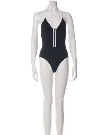 Pre-owned Chanel 2026 Coco Beach One-piece W/ Tags In Black/white