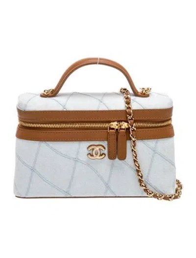 Pre-owned Chanel 2026 Coco Beach Slim Vanity Case W/ Chain In Blue