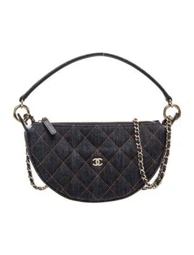 Pre-owned Chanel 2026 Denim Quilted Clutch W/ Chain In Blue