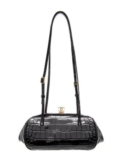 Pre-owned Chanel 2026 Embossed Clutch W/ Straps In Black