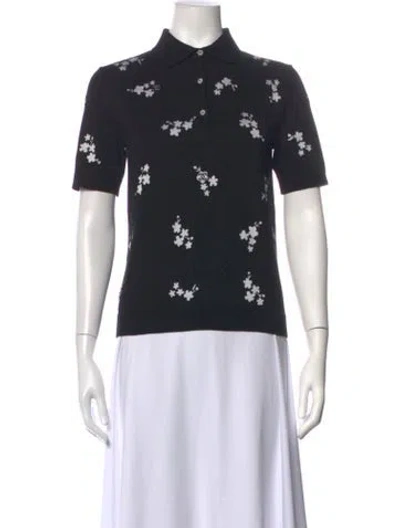 Pre-owned Chanel 2026 Floral Print Polo In Blue