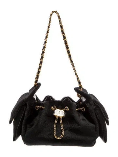 Pre-owned Chanel 2026 Fur Mini 25 Hobo In Black