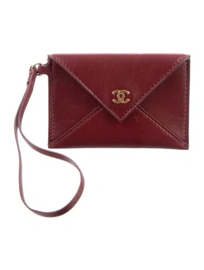 Pre-owned Chanel 2026 Holiday Envelope Card Case Wristlet In Burgundy