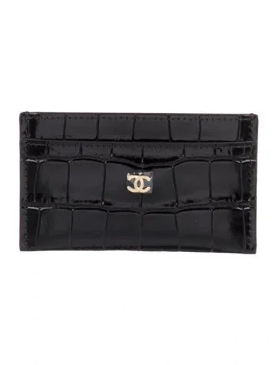 Pre-owned Chanel 2026 Interlocking Cc Logo Card Holder In Black