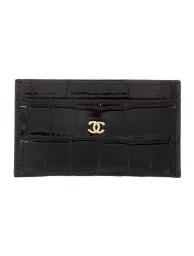 Pre-owned Chanel 2026 Interlocking Cc Logo Card Holder In Black