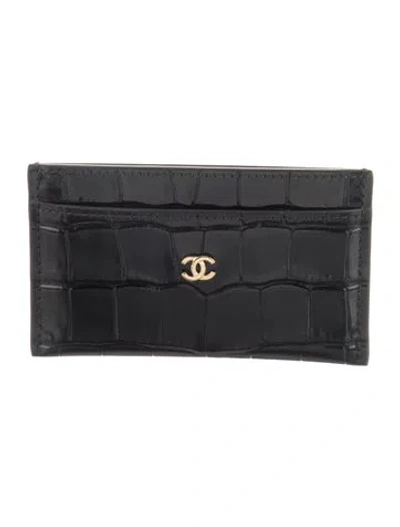Pre-owned Chanel 2026 Interlocking Cc Logo Card Holder In Black