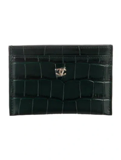 Pre-owned Chanel 2026 Interlocking Cc Logo Card Holder W/ Tags In Green