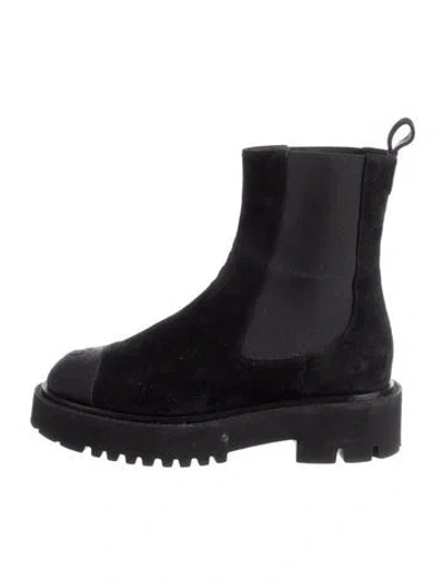 Pre-owned Chanel 2026 Interlocking Cc Logo Chelsea Boots In Black