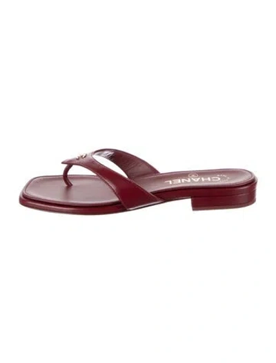 Pre-owned Chanel 2026 Interlocking Cc Logo Flip Flops In Burgundy