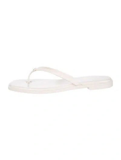 Pre-owned Chanel 2026 Interlocking Cc Logo Flip Flops In White