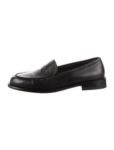 Pre-owned Chanel 2026 Interlocking Cc Logo Loafers In Black