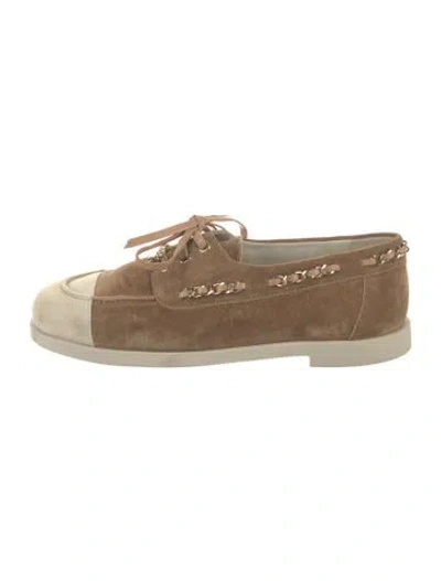 Pre-owned Chanel 2026 Interlocking Cc Logo Loafers In Brown/neutrals
