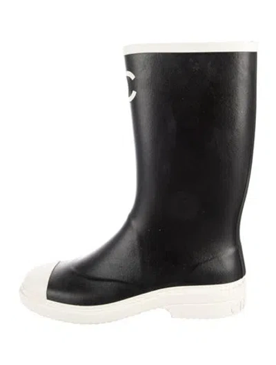Pre-owned Chanel 2026 Interlocking Cc Logo Rain Boots In Black