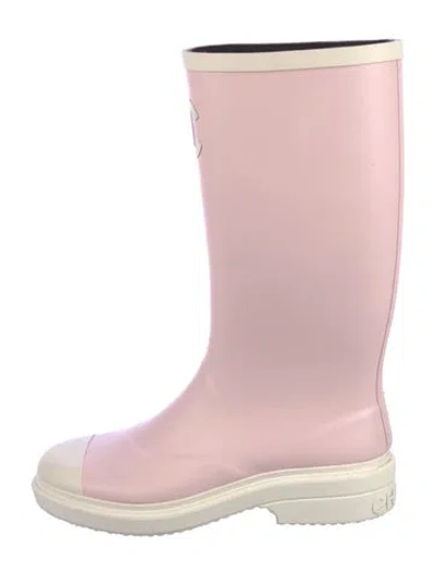 Pre-owned Chanel 2026 Interlocking Cc Logo Rain Boots In Pink