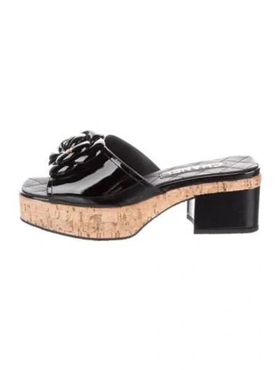 Pre-owned Chanel 2026 Interlocking Cc Logo Slides In Black