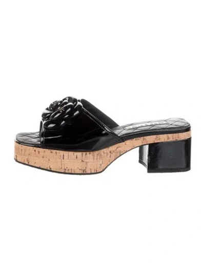 Pre-owned Chanel 2026 Interlocking Cc Logo Slides In Black