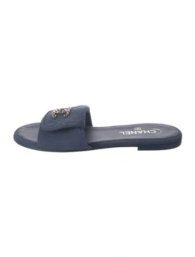 Pre-owned Chanel 2026 Interlocking Cc Logo Slides In Blue