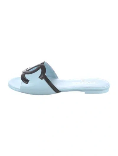 Pre-owned Chanel 2026 Interlocking Cc Logo Slides W/ Tags In Blue