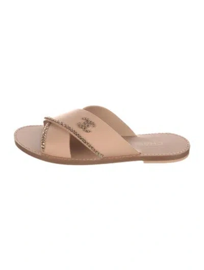 Pre-owned Chanel 2026 Interlocking Cc Logo Slides W/ Tags In Neutrals