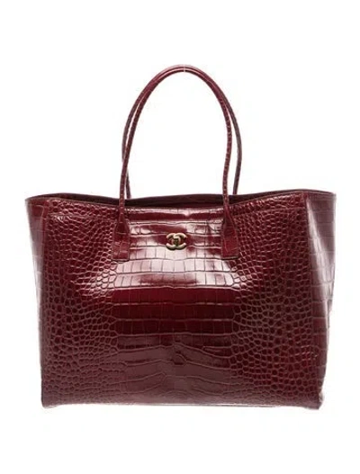 Pre-owned Chanel 2026 Large Embossed Archetype Shopper Tote In Burgundy