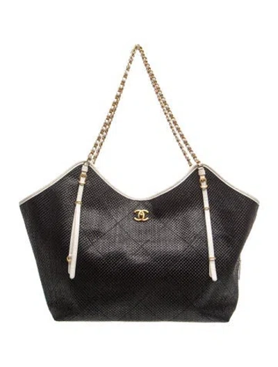 Pre-owned Chanel 2026 Maxi Raffia Shopping Tote In Black